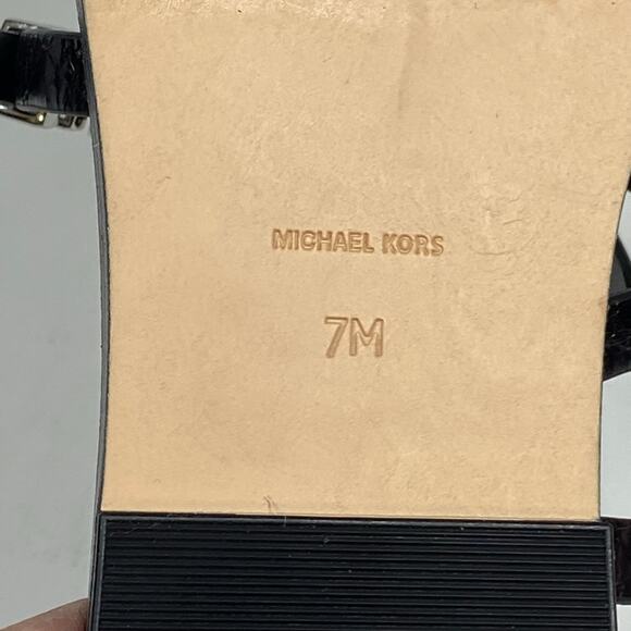 Micheal Kors Darrington Flat Strappy Black Leather Sandals Women's Size 7M - Picture 9 of 10